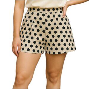 J. Crew Women's Beige and Black Polka Dot Pleated Chino Shorts - Size 2